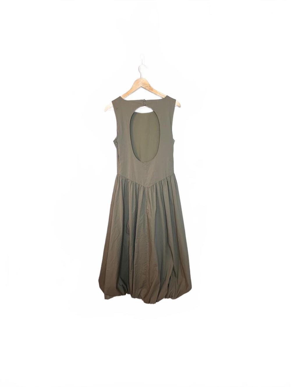 Camila Coelho Drop Waist Bubble Hem Open Back Midi/Maxi Dress in Sage Green M - Picture 5 of 9